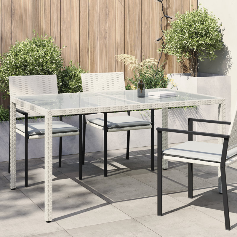 Bryona Rectangular Metal Outdoor Dining Table , 150cm W 381cm D, White/Black