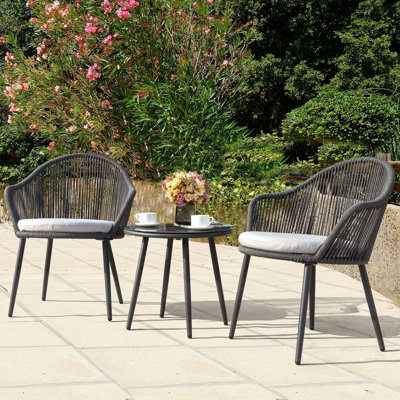 Antwonne Patio Rope 3 Piece Bistro Set With Cushions
