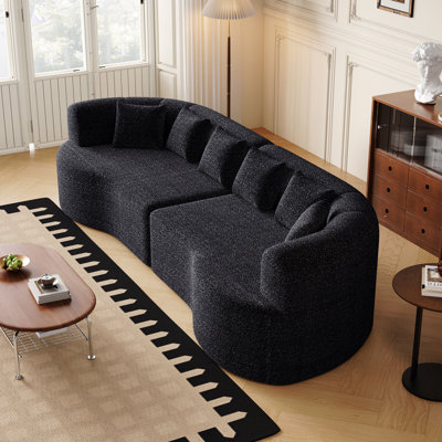 Canapé modulaire incurvé surdimensionné Boneless, 106,3 po, sans nuage, sans os, avec 6 coussins, chenille luxueuse, canapé à quatre places en mousse viscoélastique avec assise profonde