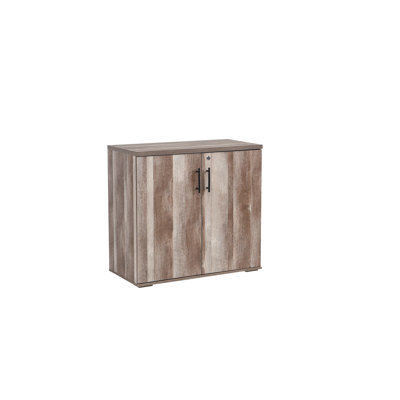 Lancaster 31.5”W Lockable Storage Cabinet with Adjustable Shelf & Leveling Feet — 2-Door Utility Cupboard for Home Office, Pantry, Laundry, Mudroom & Garage (Desk-Height 29.5”H)