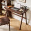 Bureau d'ordinateur 100% bois d'hévéa massif, bureau d'écriture rétro en noyer avec tiroir, structure robuste en A, table d'étude de bureau à domicile standard de 39,37 po x 21,65 po, 0,71 po d'épaisseur