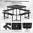 Picnic Table Bench Set For 4-8 People With Umbrella Hole All-weather Hdpe Tabletop White-1605194723