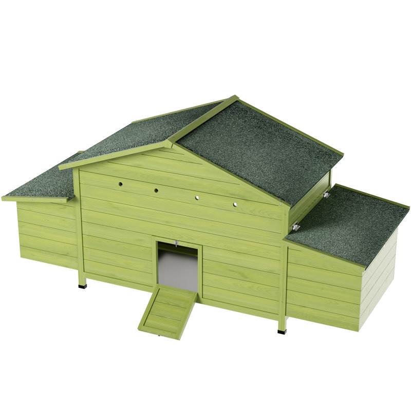 Poulailler en bois 11,12 pi avec 2 portes de gamme, boîtes de nidification, couvre-pieds résistants et perchoir de fenêtre réglable pour la circulation de l'air