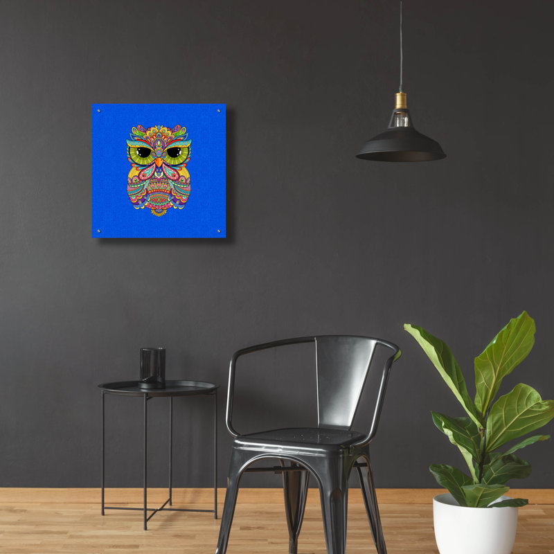 Bungalow Rose «Charmant hibou Charlie» par Hello Angel, art mural en verre acrylique, H 24 po x l 24 po x P 0,2 po
