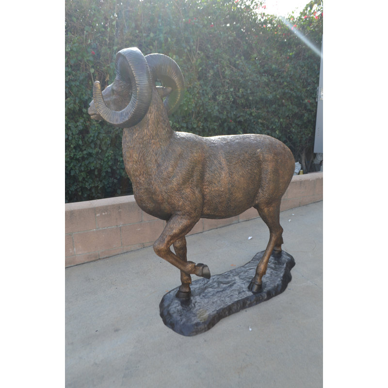 Majestic Bronze Big Horn Sheep Garden Statue, 61" Tall
