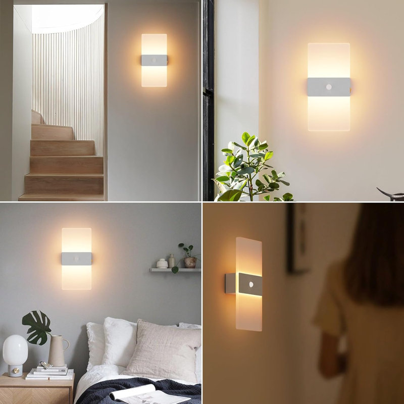 2 Pack Motion Sensor Wall Lights, Rechargeable LED Night Light With Warm 3000K Glow, Easy Installation For Indoor Spaces