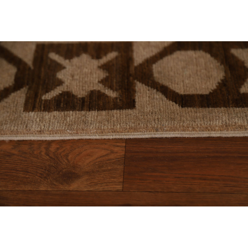 Tapis rouge / brun clair en laine noué à la main de conception unique 6 pi 7 po x 10 pi 3 po New Age
