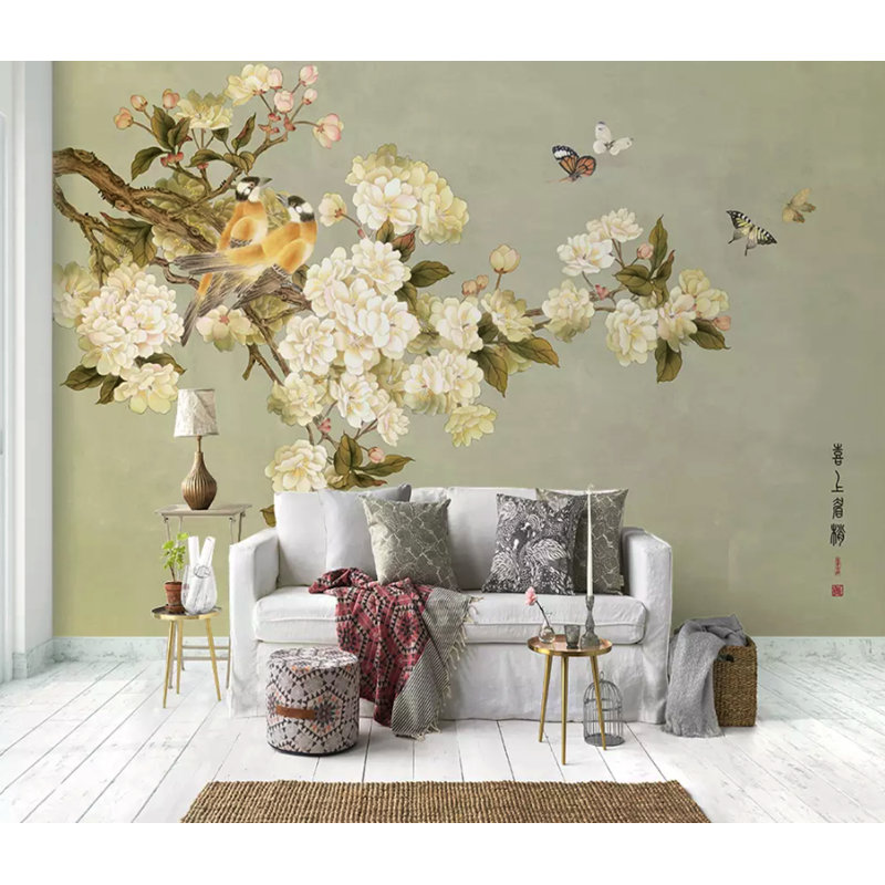 Papier peint texturé amovible vintage Begonia, l 55 po x L 35 po