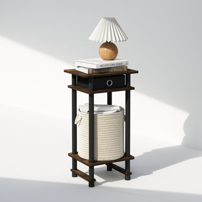 Table de chevet Turn-N-Tube, table de chevet à 3 niveaux avec tablette de rangement, table de chevet haute étroite, table de bout, table d'appoint, ensemble sans outils, pour chambre à coucher, salon, pin ambre
