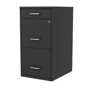 Wood Filing Cabinet for Home and Office 3 Drawer Small Rolling