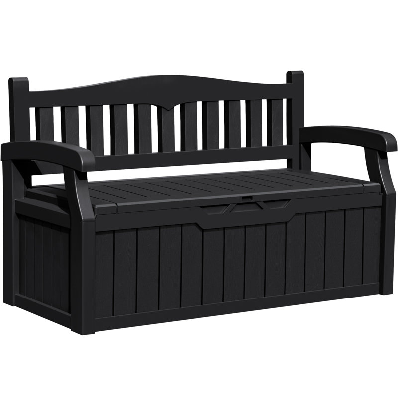 80 Gallon Storage Bench for Patio Furniture, Porch Decor and Outdoor Seating, Black