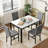 5-Piece Dining Table Set For 4, Modern Faux Marble Dinner Table With 4 Upholstered Plaid Chairs, Modern Kitchen Table And Chairs Set For Small Space, Dining Room, Dinette-967996641