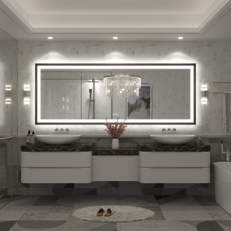 Miroir de salle de bain / meuble-lavabo mural Molly, 84 po x 32 po