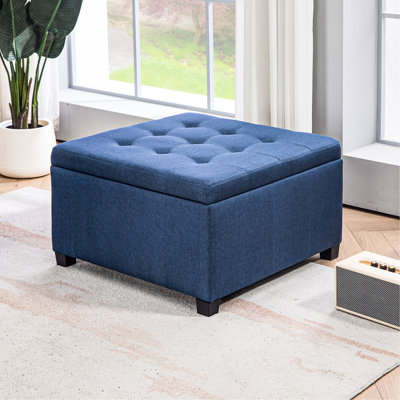 Bleu avec rangement à rabat. Style rétro pour les vestibules. Tissu doux, espace de rangement abondant, configuration de charnière sécurisée. Maison. Revêtement, grand rangement, charnière sécuritaire. Convient au salon, à l'entrée,