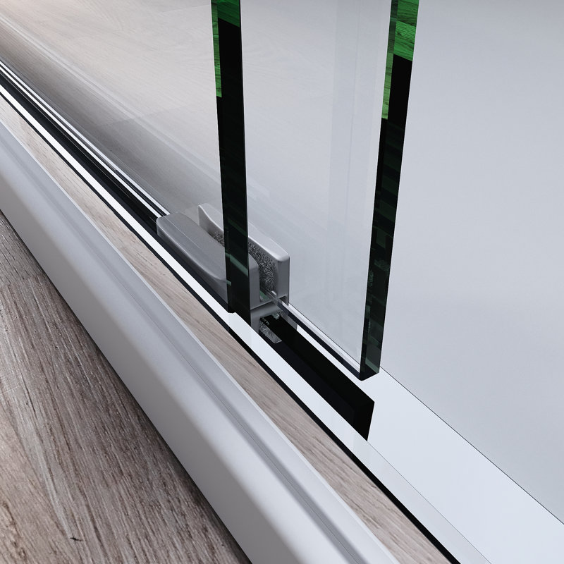 44 - 48 po Finition de la porte de douche coulissante l 72 po x H 72 po, verre trempé transparent épais, conception de suspension de serviette humanisée réglable, roulettes silencieuses sécuritaires et poignées faciles à utiliser