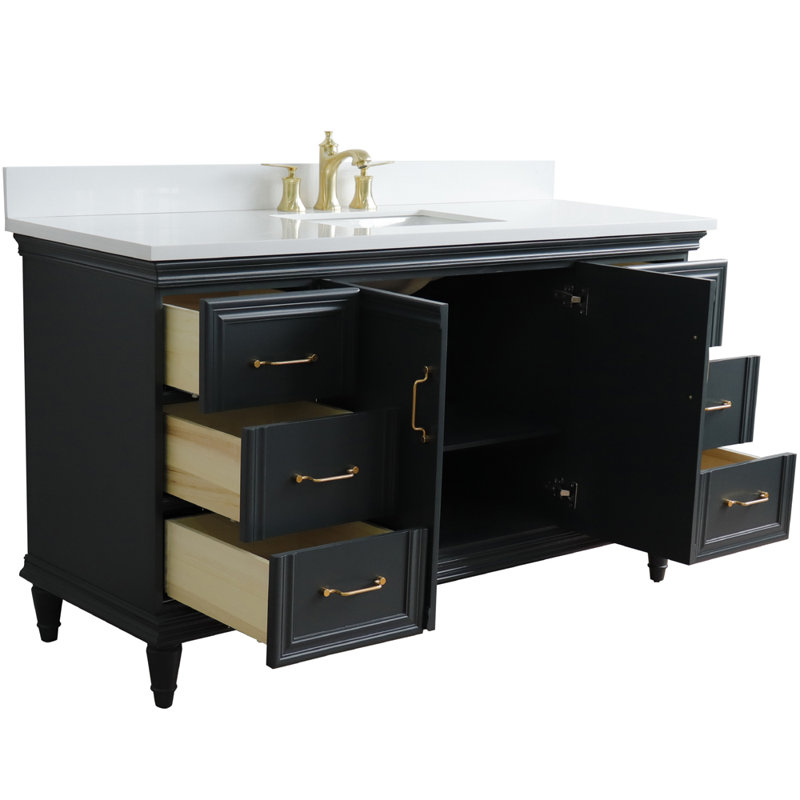 Ensemble de meuble-lavabo de salle de bain simple 61 po Sweetwater, Gris foncé