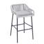 Ensemble de tabourets de bar en corde gris près de la piscine et de jardin pour des loisirs en plein air, pilier en métal noir, revêtement de patio de 2 tabourets, repas de conversation décontractés, ergonomique