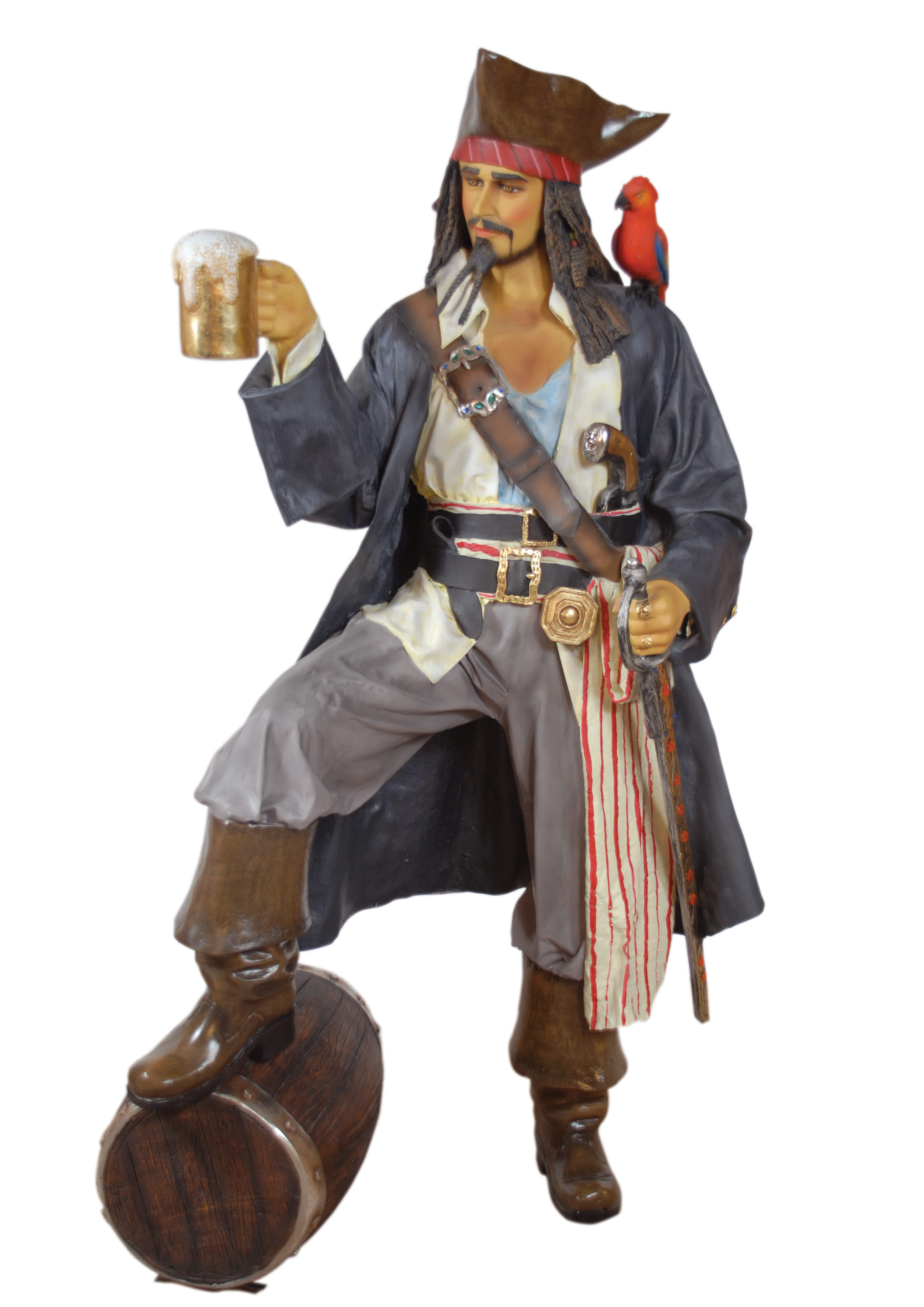 Statue Grandeur Nature Lady Pirate Escaladant Une Corde - 6.5 Pieds, Résine, Neuf