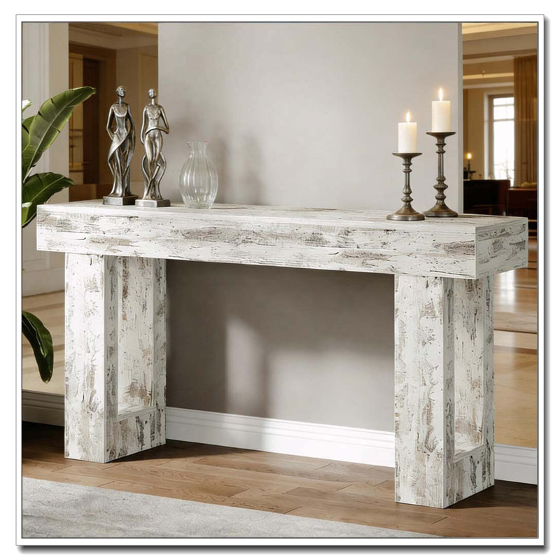 Stable TV Stand,Elegant Console Table, Vintage White