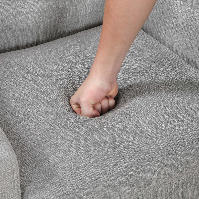 Fauteuil d'appoint Ginna, polyester capitonné à boutons bleu mer, Grey