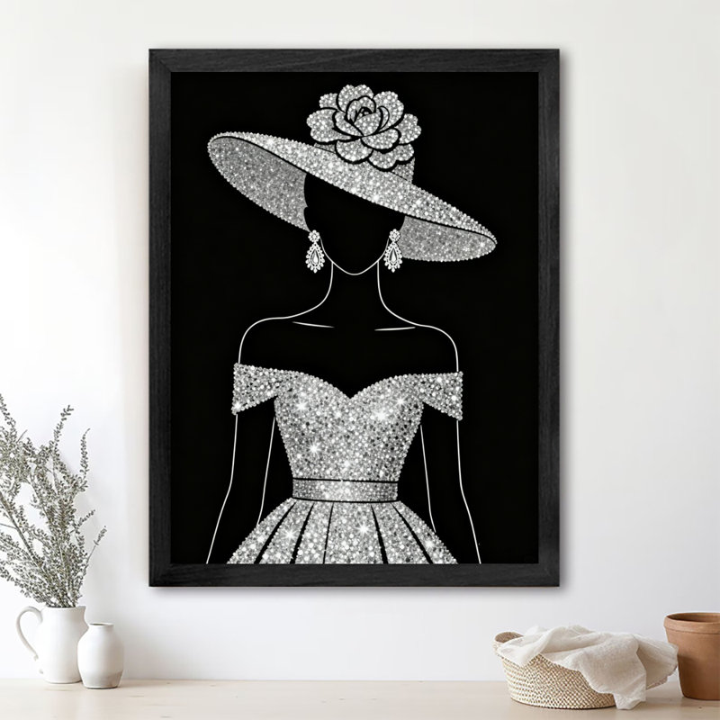 Reproduction d'art encadré noir, déesse de diamant rétro, H 11 po x l 9 po