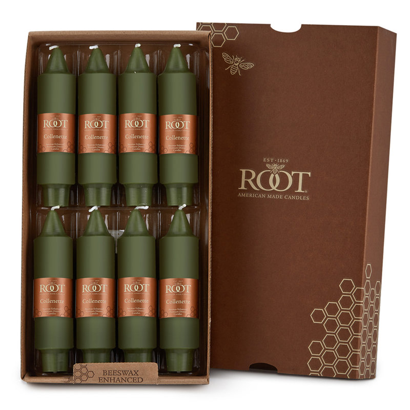 Bougie lisse sans parfum Collenette, Olive foncé, H 5 po x l 1,25 po x P 1,25 po