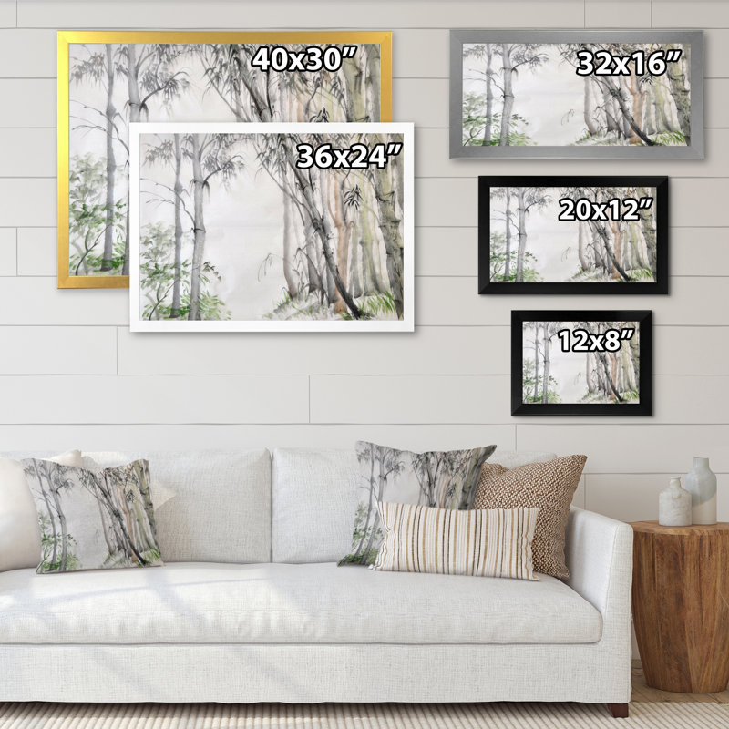Forêt de bambou chinois - reproduction de cadre photo sur toile, Impression argent sur toile encadrée