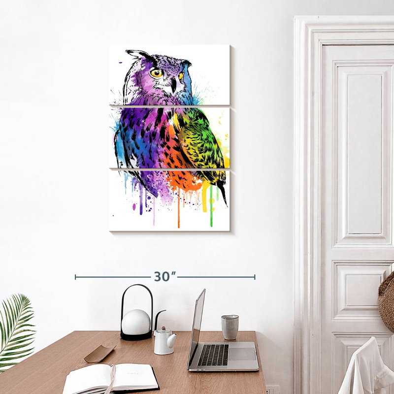 Brampt Owl Watercolor, 32" H x 20" W