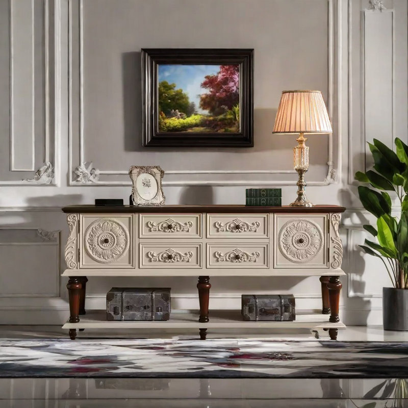 Buffet décoratif American Country, Blanc / brun