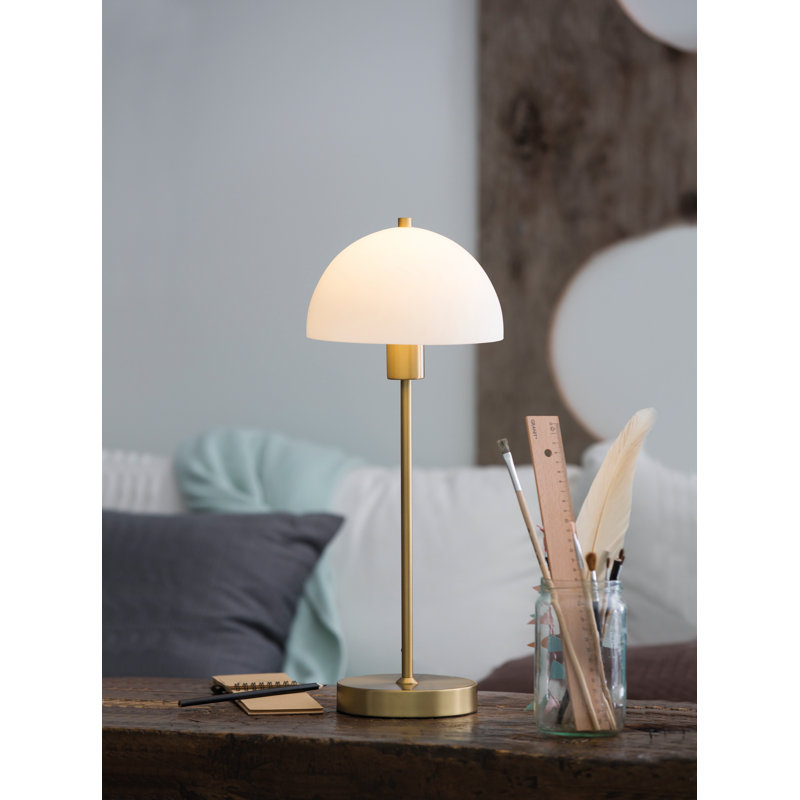 Vienda Metal Table Lamp, Brass/White Glass