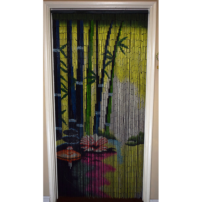 Serenity Zen Bamboo Beaded Curtain Panel with Colorful Design