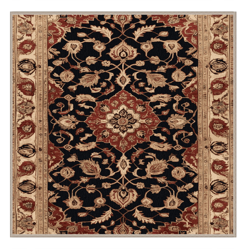 Machine Washable Persian Brown Area Rug, Square 3'