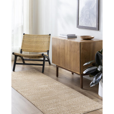 Tapis beige en polyester tissé à la machine Vanshi