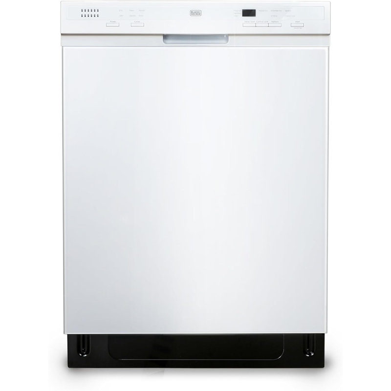 BLACK+DECKER 24" Built-In Dishwasher, 12-Place Setting Capacity with Stainless Steel Tub, Dish Washer with 6 Wash Programs, Low Noise, ENERGY STAR Certified, BDW200MW, White