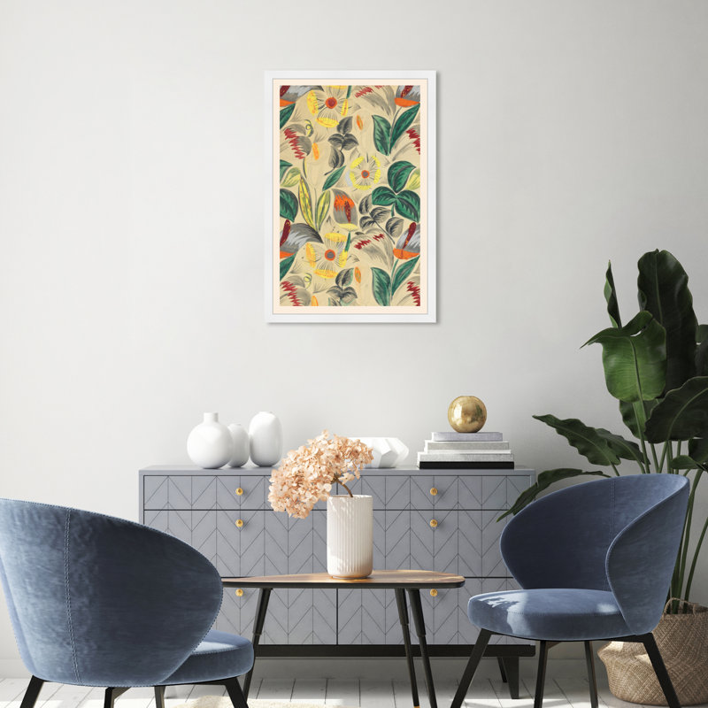 «Floral Textile 1913», reproduction d'art floral et botanique, H 32 po x l 22 po x P 0,5 po, Blanc