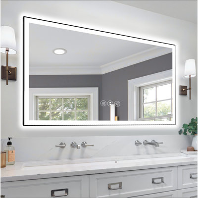 Miroir de salle de bain sans cadre à DEL, miroir intelligent