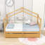 Lit simple en bois avec 2 tiroirs et garde-corps-2079343732