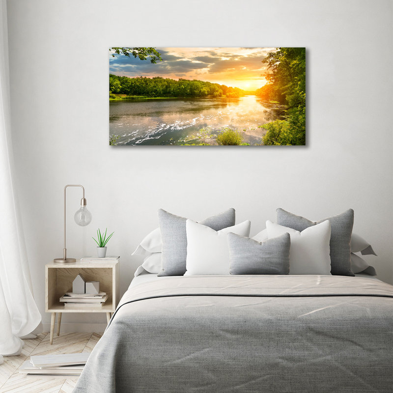 Twilight On The River - No Frame Print on Canvas