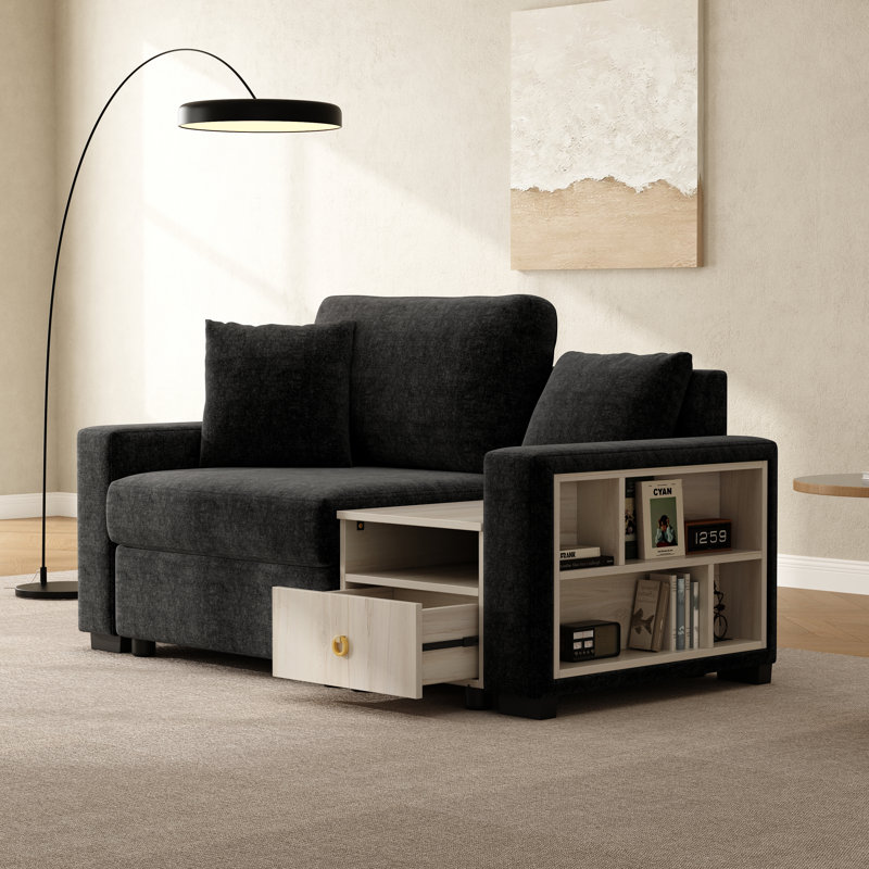 Canapé rembourré Calvera, L 63,2 po x P 31,1 po x H 32,3 po, Noir