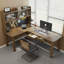 Bureau en bois massif en forme de L brun noisette-757539332-757539329