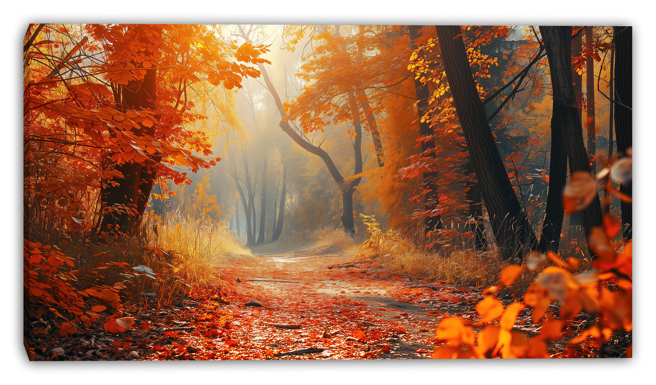 Union Rustic Golden Forest Glow Wrapped Canvas Wall Art | Wayfair