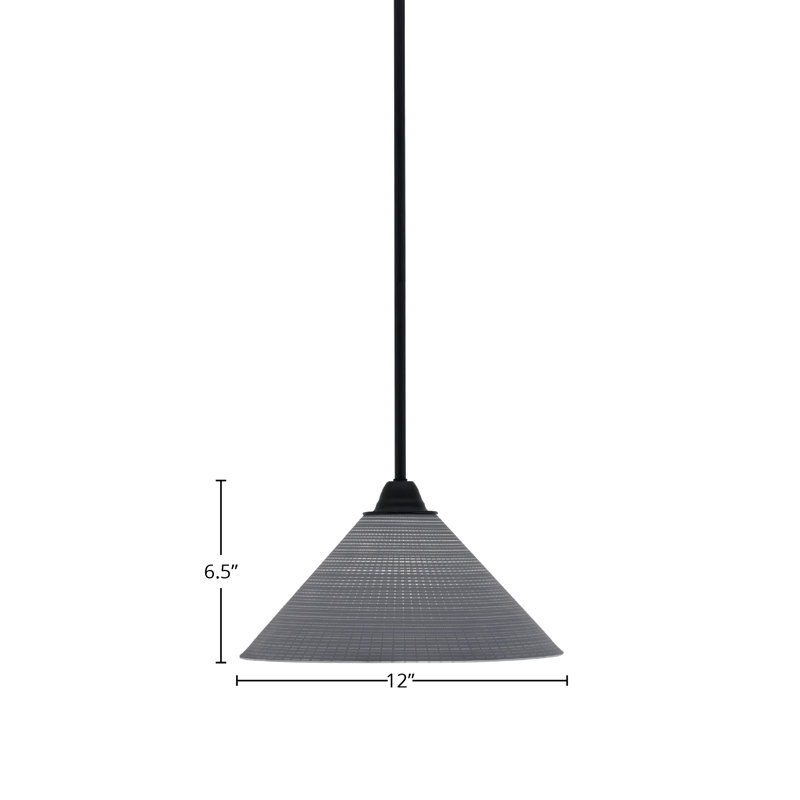 Paramount Stem Hung Pendant, Gray, 6.5" H x 12" W