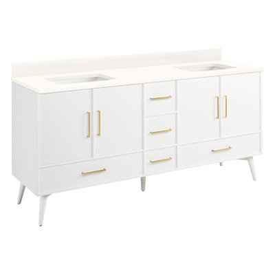 60" Novak Double Bathroom Vanity Set with Rectangular Undermount Sinks