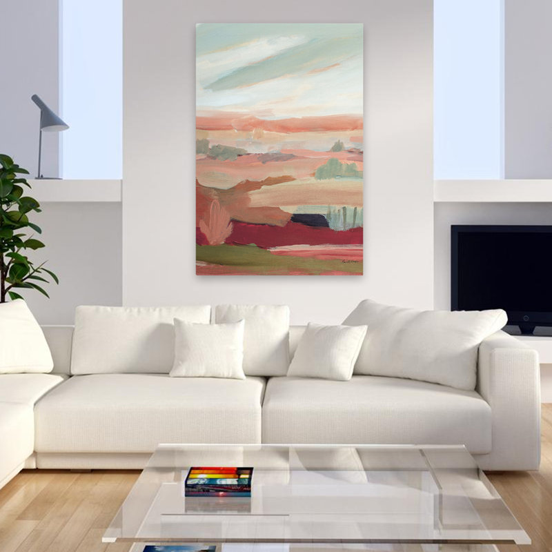 Couche de novembre - culture rose - nuages bruns vert désert, H 48 po x l 32 po