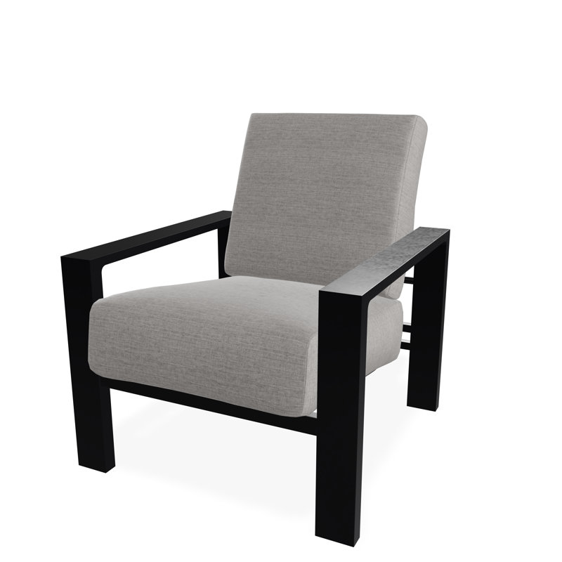 Chaise avec accoudoirs à coussin profond Larssen, Noir, Toile granit Sunbrella®