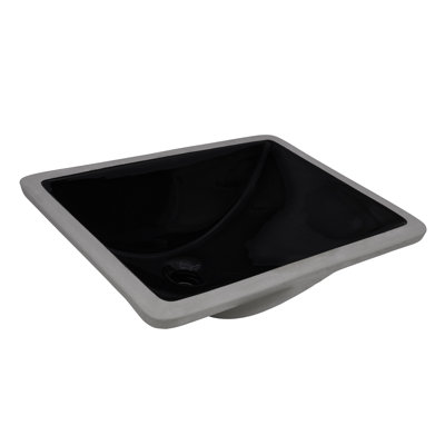 Ruvati 16 x 11-3/4 inch Undermount Bathroom Vanity Sink Black Rectangular Porcelain Ceramic with Overflow -