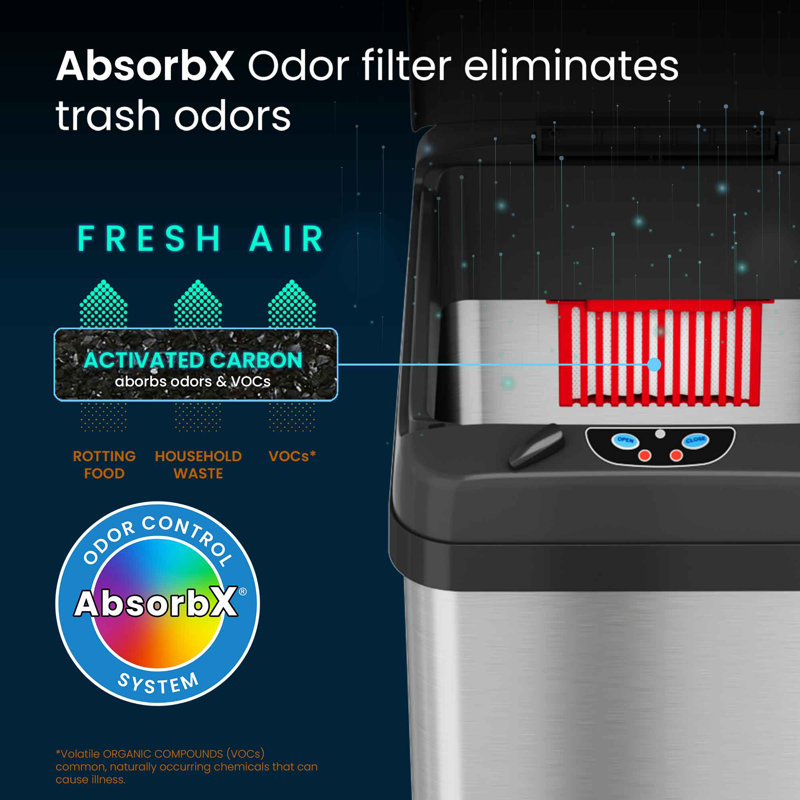 Touchless Stainless Steel 13 Gallon Motion Sensor Trash Can