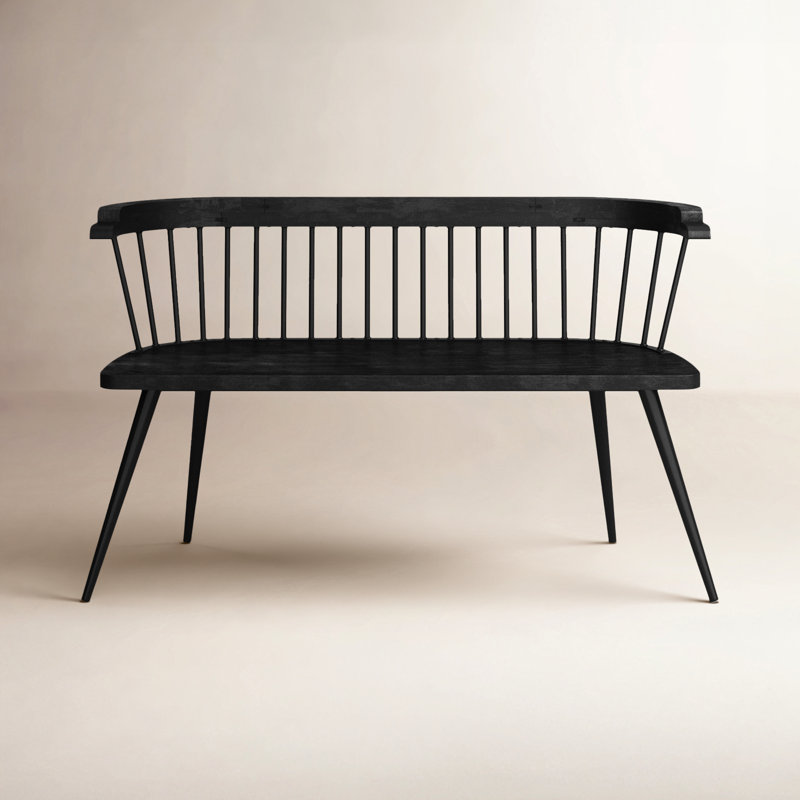 Tempe Mango Wood Spindle Back 51.25"W Bench, Black