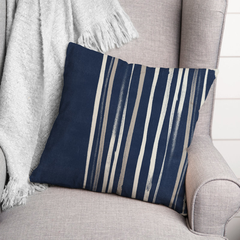  Housse de coussin d'extérieur carré à fines rayures, Bleu