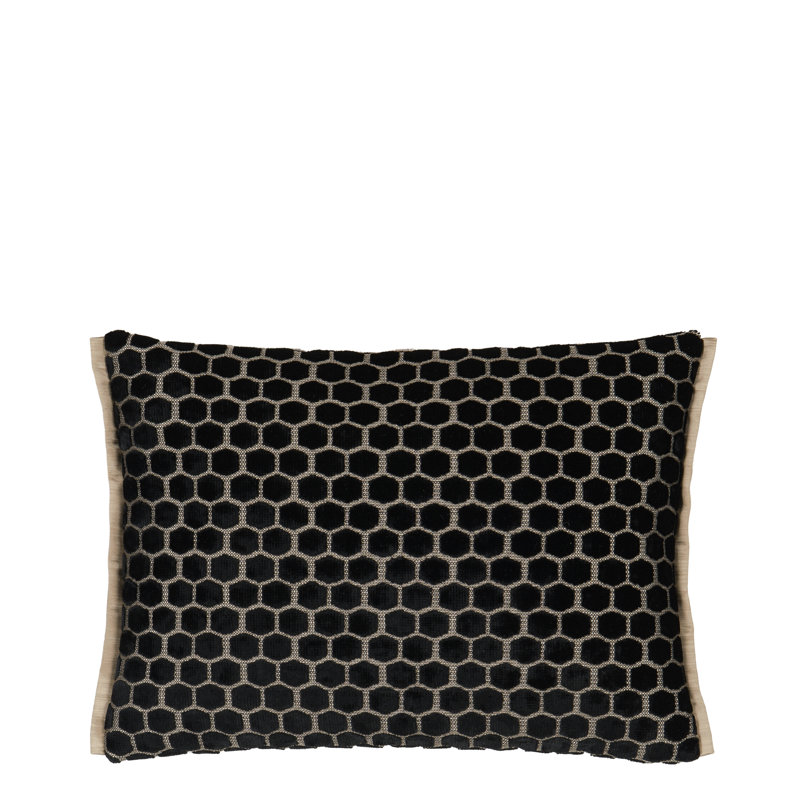 Jabot Velvet Decorative Pillow, Noir Geometric, 12" H x 16" W